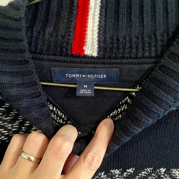 Tommy Hilfiger Navy Fairisle Mock Neck Sweater - Picture 2 of 4